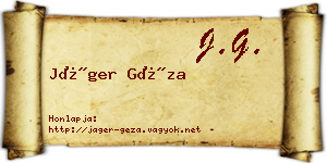 Jáger Géza névjegykártya