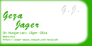 geza jager business card